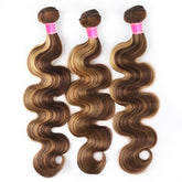 Highlight Color Body Wave Hair 3 Bundles with 4x4 Lace Closure - MeetuHair